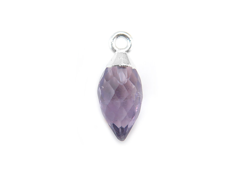 Sterling Silver Amethyst Marquise Charm 13mm