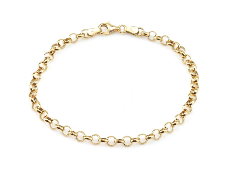 Gold Plated Vermeil Silver Belcher Chain (4mm) Bracelet