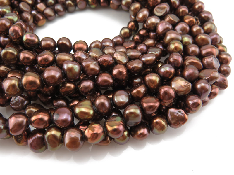 Freshwater Pearl Bronze Cross Drilled Beads 7.5mm ~ 16