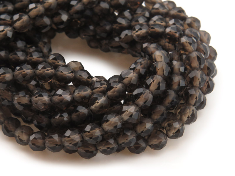 AAA Smoky Quartz Faceted Round Beads 4mm 15