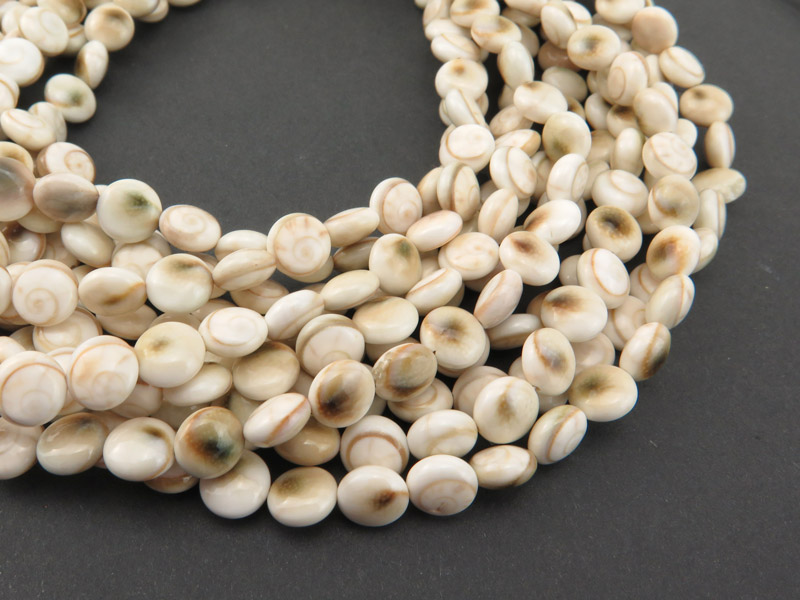 Silver Mouth Shell Coin Beads 8mm Strand