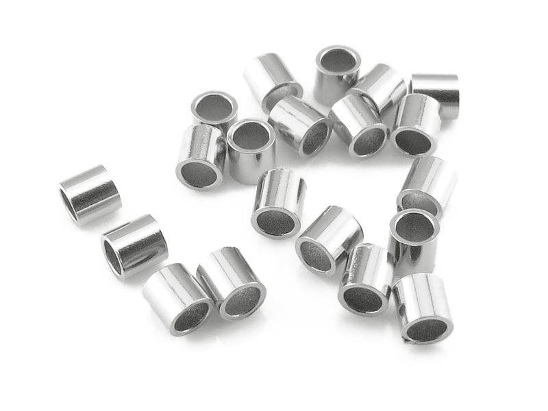 Sterling Silver Crimp Beads 2mm x 3mm (Package of 50 crimp beads)