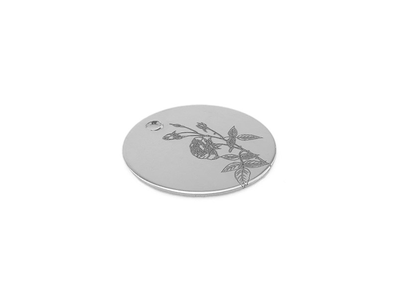 Sterling Silver Rose Birth Flower (June) Tag 11mm