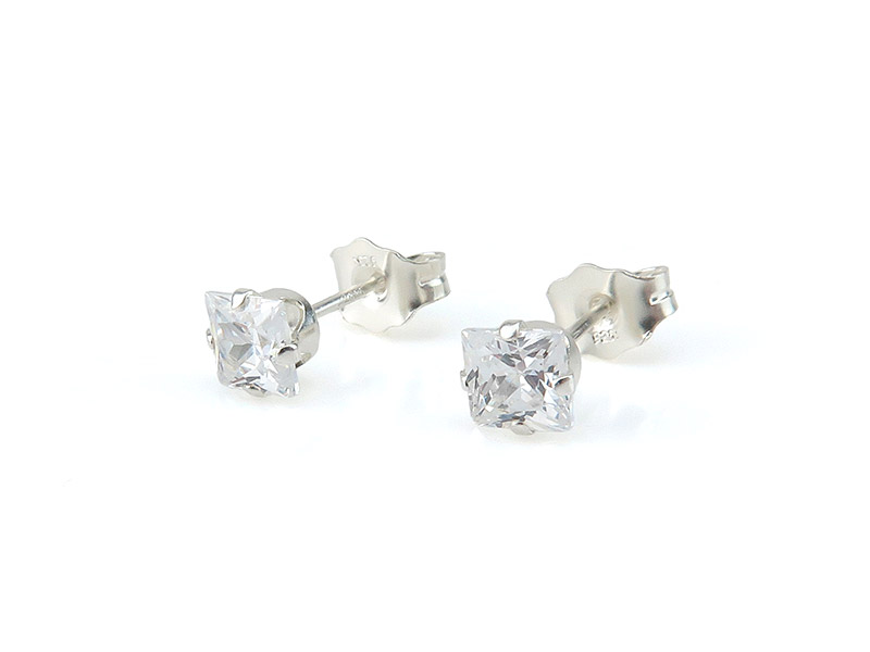Composite Princess-Cut Cubic Zirconia Stud Earrings In Sterling Silver - Foto 6