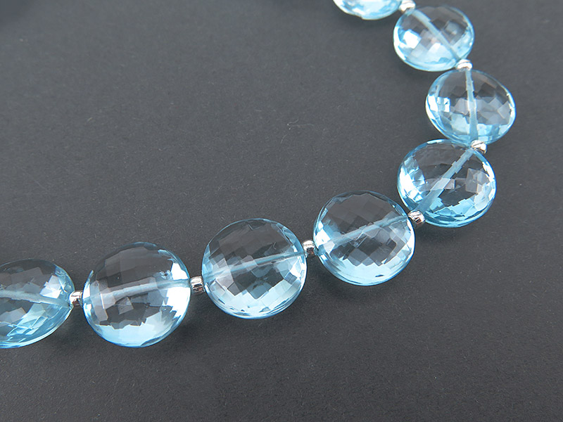 AAA Sky Blue Topaz Micro-Faceted Coin Beads 11mm 9