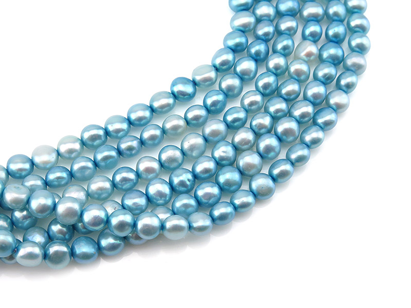 Freshwater Pearl Blue Cross Drilled Beads 5-5.25mm ~ 16