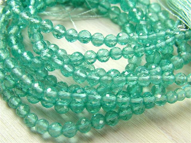 AA+ Ocean Blue Apatite Micro-Faceted Rounds ~ Various Sizes ~ 8.25'' Strand