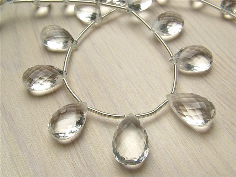 AAA Crystal Quartz Faceted Pear Briolettes ~ Various Sizes