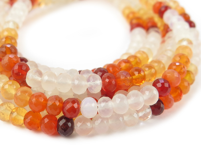 AA+ Fire Opal Micro-Faceted Rondelles ~ Various Sizes ~ 8.5'' Strand