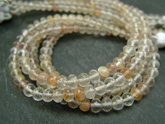 AA Golden Rutilated Quartz Faceted Rondelles ~ Various Sizes ~ 8'' Strand