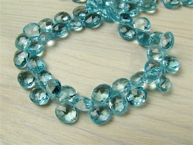 AA Sky Blue Topaz Faceted Heart Briolette ~ Various Sizes ~ SINGLE