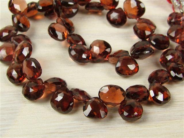 AA Garnet Micro-Faceted Heart Briolettes 5mm ~ 7'' Strand