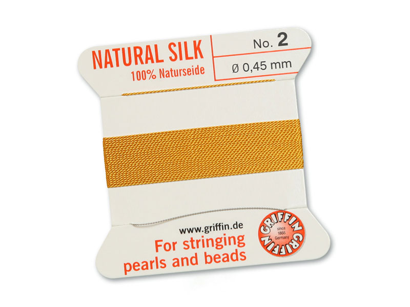 Griffin Silk Beading Thread & Needle ~ Size 2 ~ Amber
