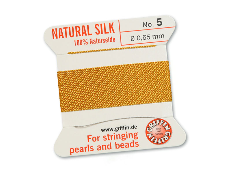 Griffin Silk Beading Thread & Needle ~ Size 5 ~ Amber