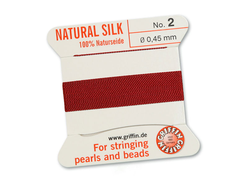 Griffin Silk Beading Thread & Needle ~ Size 2 ~ Garnet