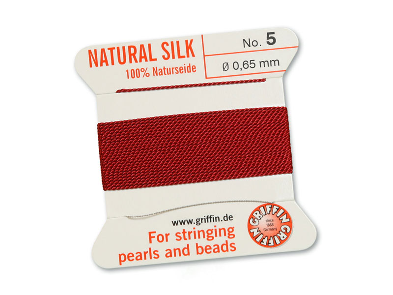 Griffin Silk Beading Thread & Needle ~ Size 5 ~ Garnet