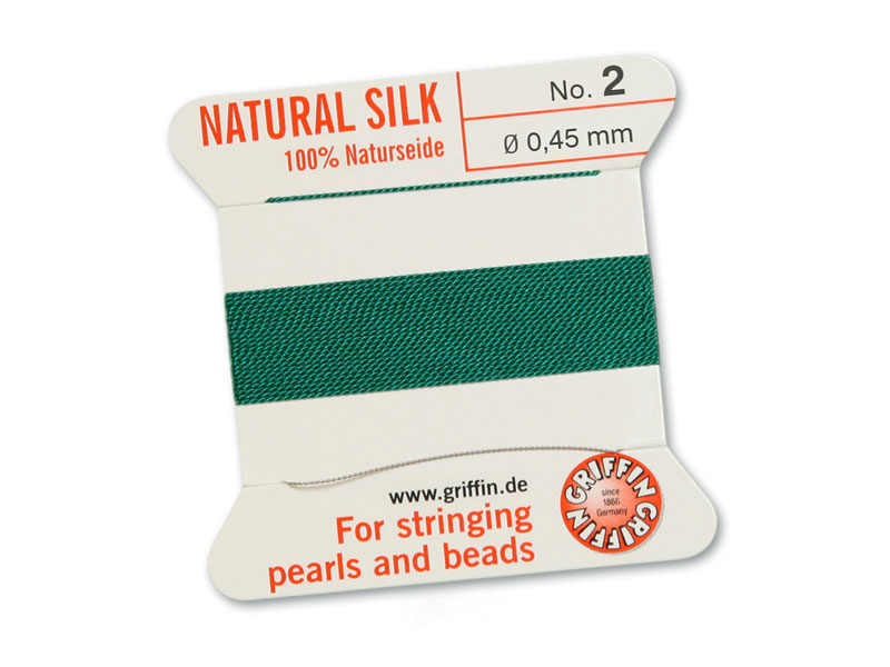 Griffin Silk Beading Thread & Needle ~ Size 2 ~ Green