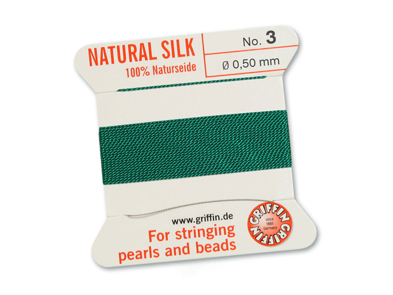 Griffin Silk Beading Thread & Needle ~ Size 3 ~ Green