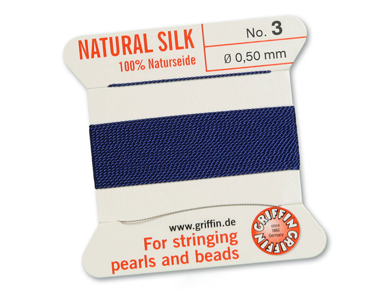 Griffin Silk Beading Thread & Needle ~ Size 3 ~ Dark Blue