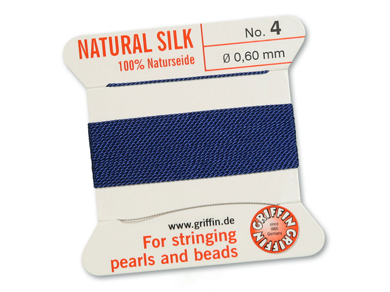 Griffin Silk Beading Thread & Needle ~ Size 4 ~ Dark Blue