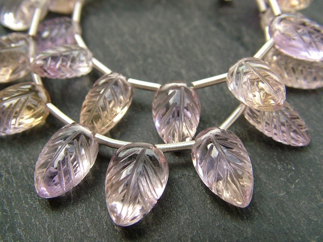 AAA Ametrine Carved Leaf Briolettes 10.5-13mm