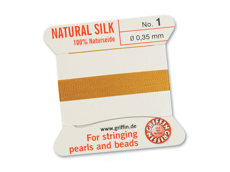 Griffin Silk Beading Thread & Needle ~ Size 1 ~ Amber