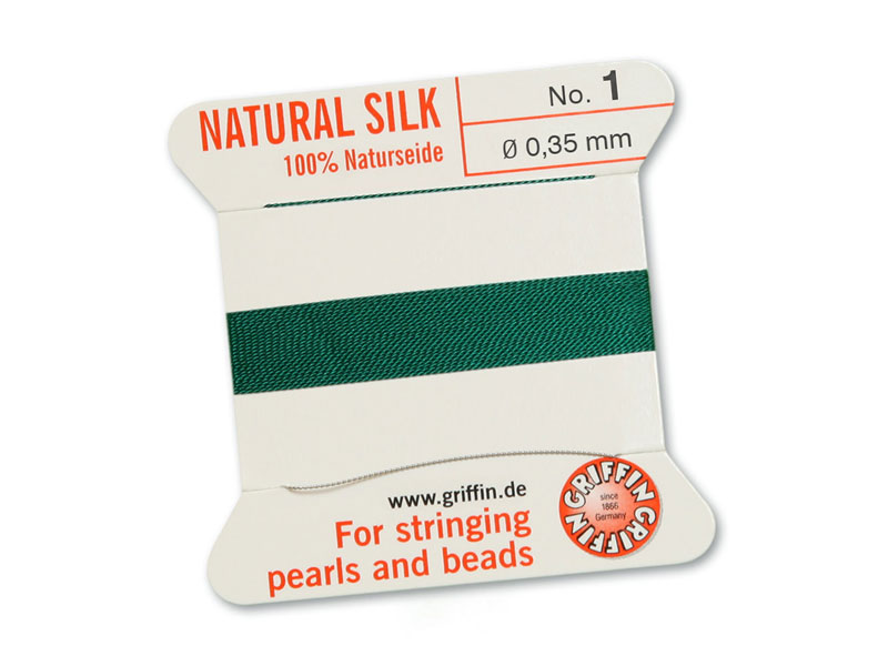 Griffin Silk Beading Thread & Needle ~ Size 1 ~ Green