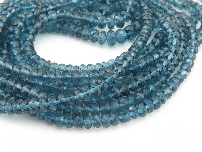 AA+ London Blue Topaz Faceted Rondelle Beads 3-5.5mm ~ 16'' Strand