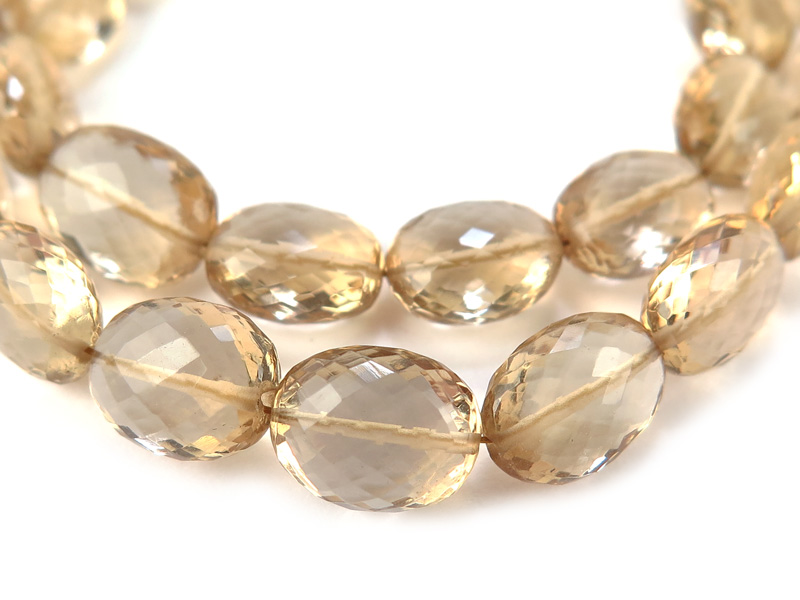 AAA Champagne Citrine Micro-Faceted Oval Beads 8-10mm ~ 8.5'' Strand