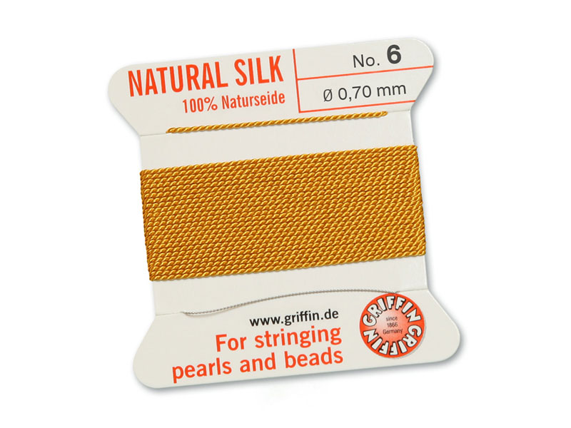 Griffin Silk Beading Thread & Needle ~ Size 6 ~ Amber