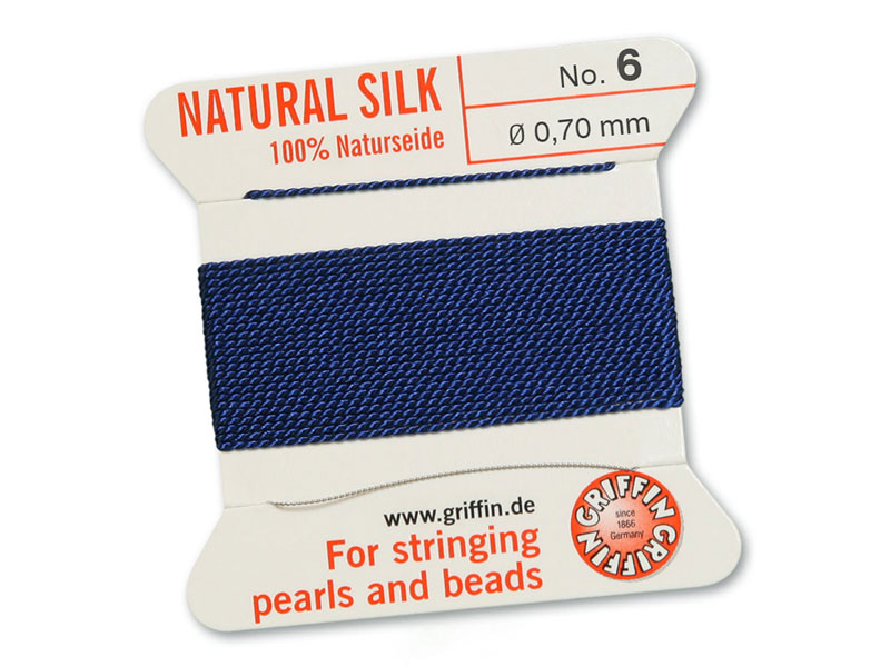Griffin Silk Beading Thread & Needle ~ Size 6 ~ Dark Blue