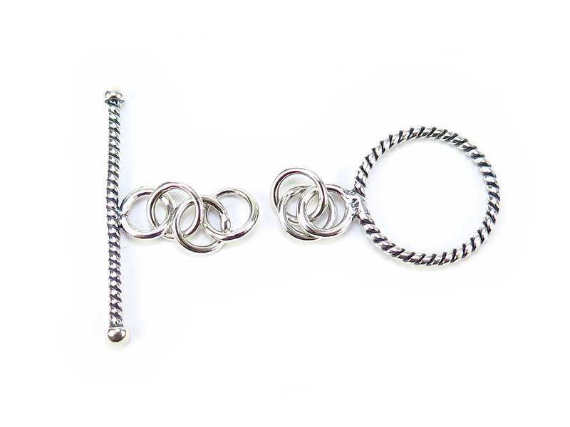 Sterling Silver Toggle and Bar Clasp (Twisted) 12.5mm