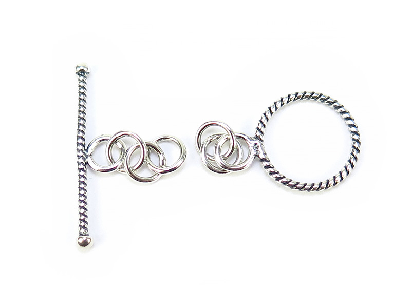 Oxidized Sterling Silver Toggle Twist Rope Clasp – 11.5mm – #1360