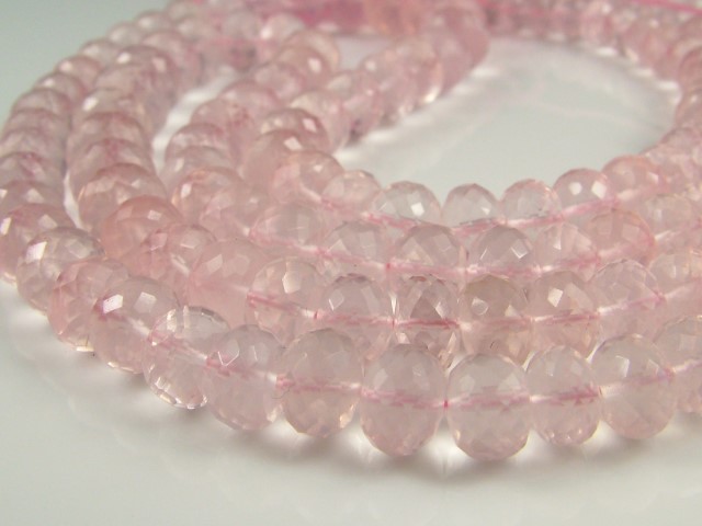 AAA Rose Quartz Micro-Faceted Rondelles 5-8.5mm ~ 15'' Strand