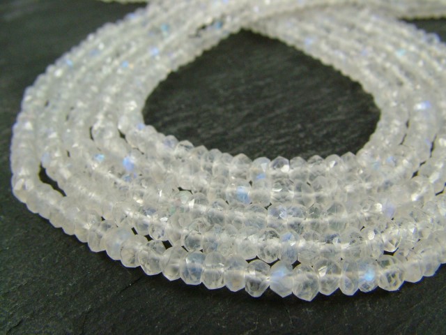 Rainbow Moonstone Faceted Rondelles 3.5mm ~ 13.5'' Strand