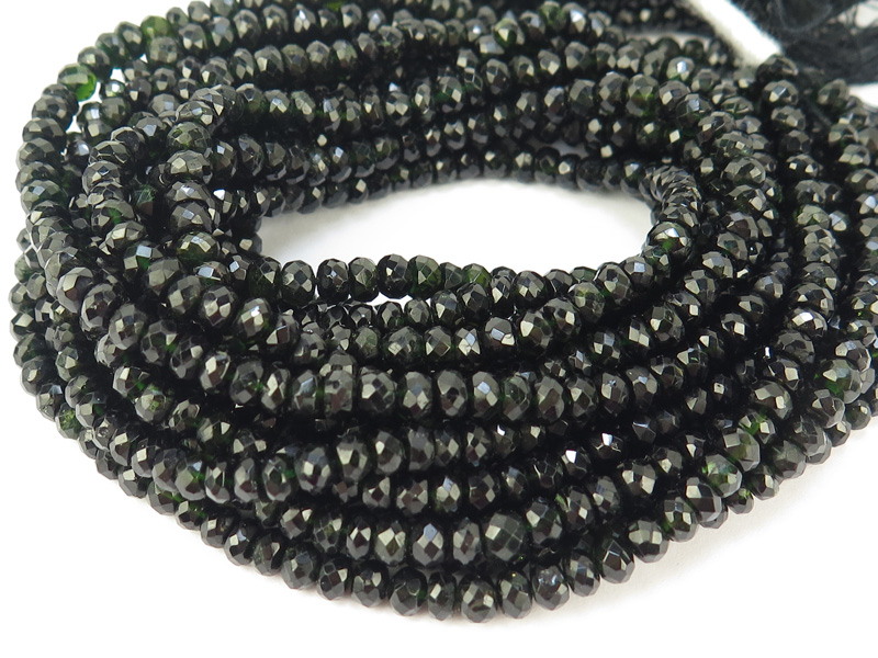 Black Tourmaline Faceted Rondelles 2.75mm ~ 14'' Strand