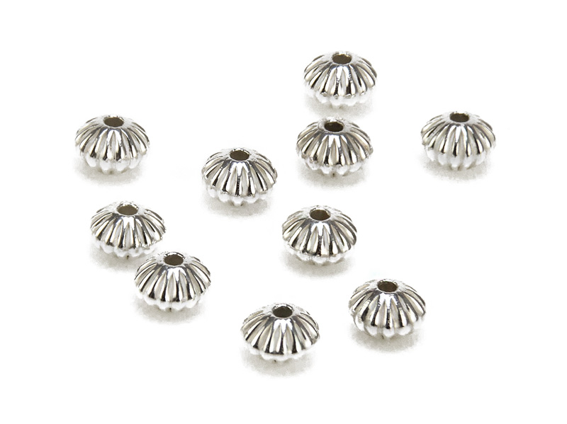 Sterling Silver Corrugated Saucer Bead 3.3mm ~ Pack of 10