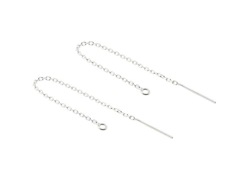 Sterling Silver Ear Threader with Ring ~ PAIR