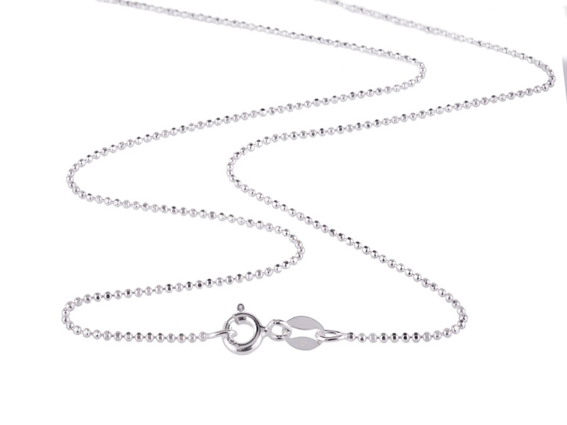 Sterling Silver Diamond Cut Bead Necklace with Spring Clasp ~ 16''