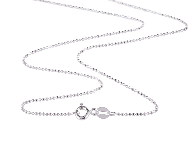 Sterling Silver Diamond Cut Bead Necklace with Spring Clasp ~ 18''