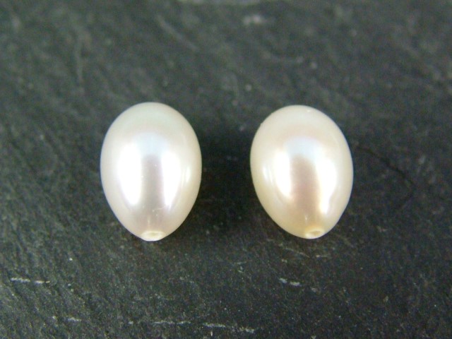 Freshwater Pearl Ivory Teardrop ~ Various Sizes ~ Half Drilled ~ PAIR