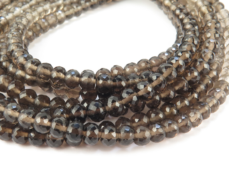 AAA Smoky Quartz Micro-Faceted Rondelles