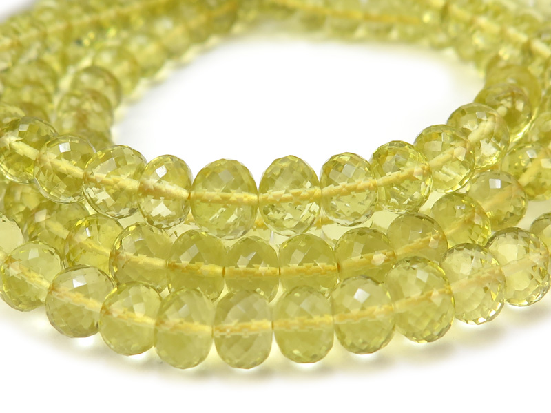 AAA Lemon Quartz Micro-Faceted Rondelles ~ Various Sizes ~ 8'' Strand