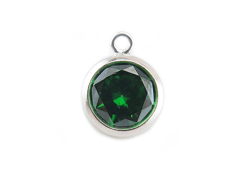 Cubic Zirconia Sterling Silver Charm ~ Green ~ 8.5mm