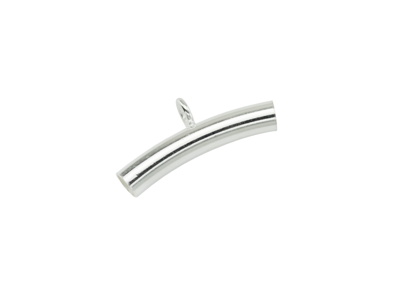 Sterling Silver Curved Tube with Ring 15mm