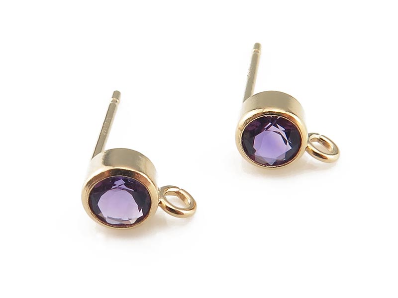 Gold Filled Amethyst Ear Post ~ PAIR