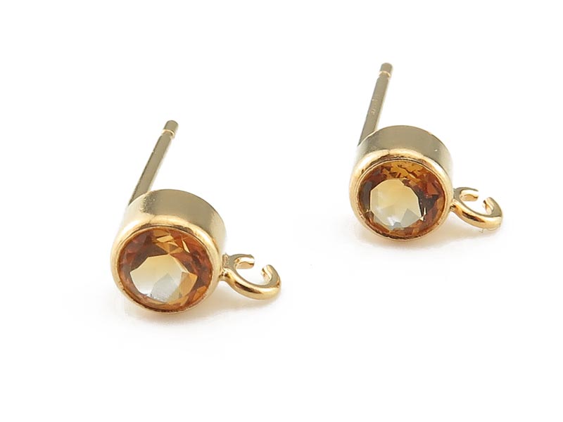 Gold Filled Citrine Ear Post ~ PAIR