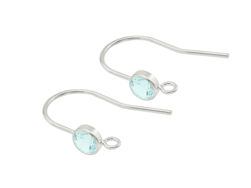 Sterling Silver Blue Topaz Ear Wire ~ PAIR