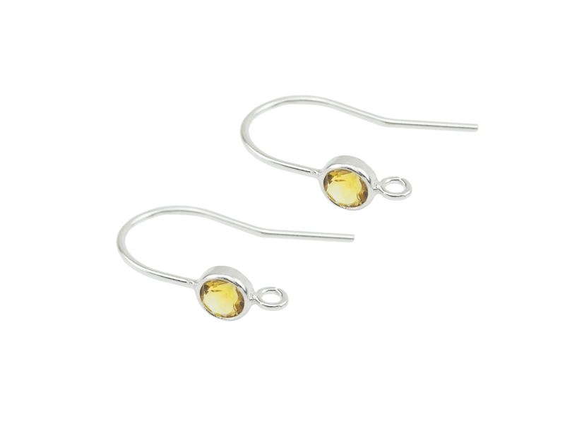 Sterling Silver Citrine Ear Wire ~ PAIR