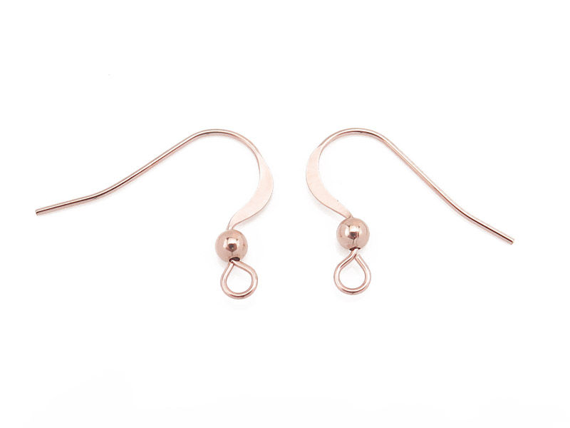 Rose Gold Filled Flat Ear Wire with Bead ~ PAIR